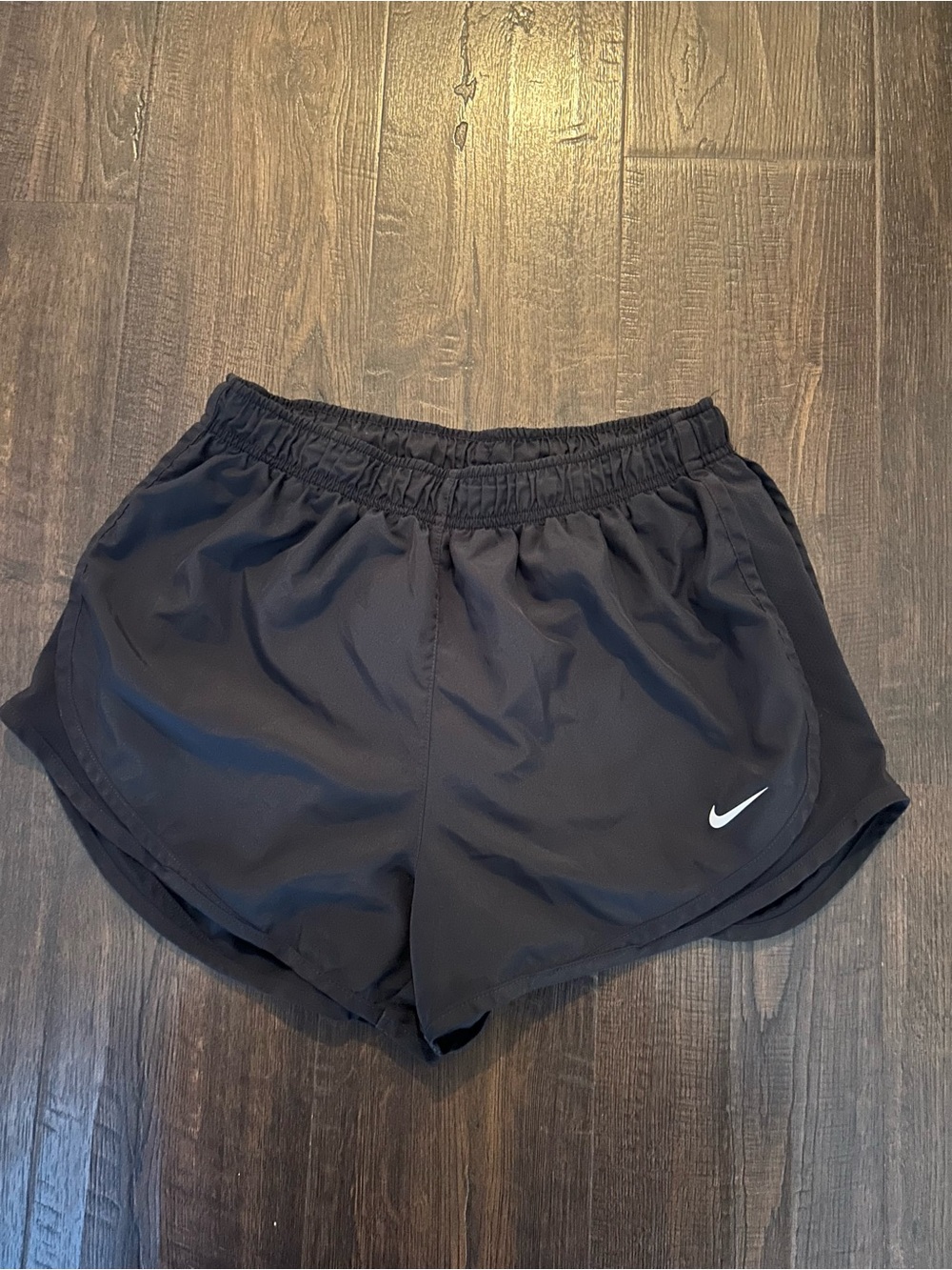 Nike Women's Black Athletic Shorts with White Swoosh
